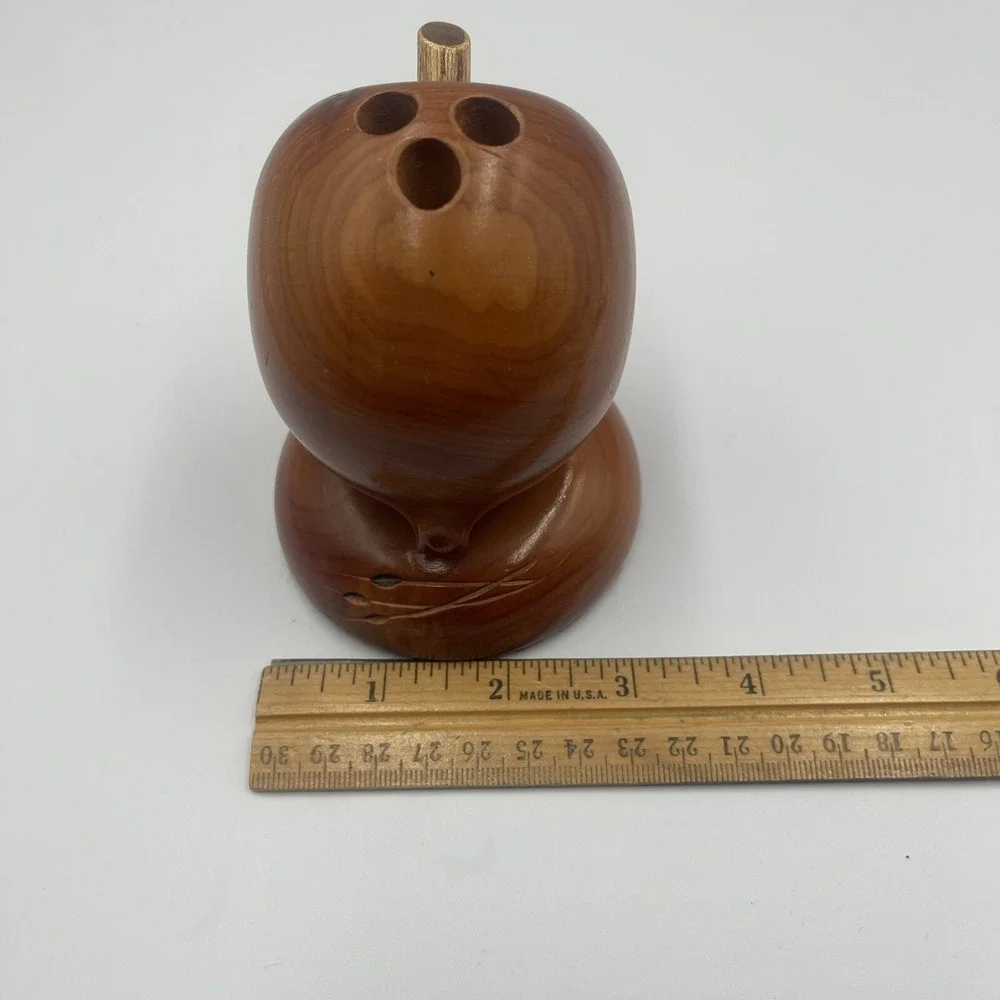 Walnut Wood Apple Pen Holder - Original Walnut Bowl Factory Store - Teacher Gift